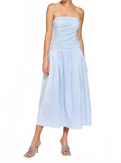 Line And Dot Darra Strapless Midi Dress In Blue