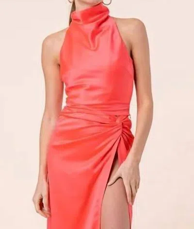 Line And Dot Della High Neck Top In Bright Coral In Yellow