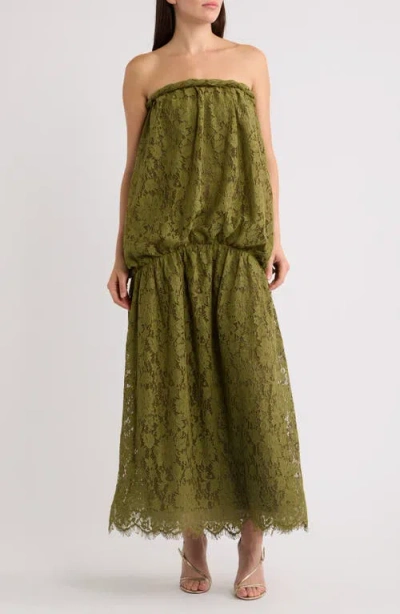 Line & Dot Demeter Strapless Maxi Dress In Olive