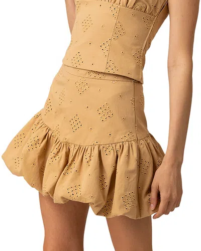 Line & Dot Devin Bubble Mini Skirt In Brown
