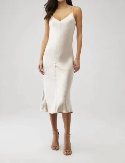 Line And Dot Dolly Satin Dress In Oyster In White