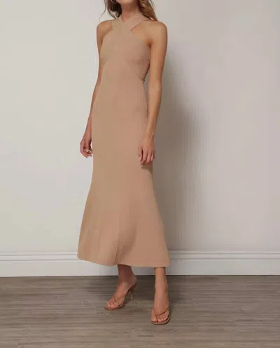 Line And Dot Dre Criss Cross Midi Dress In Taupe In Grey