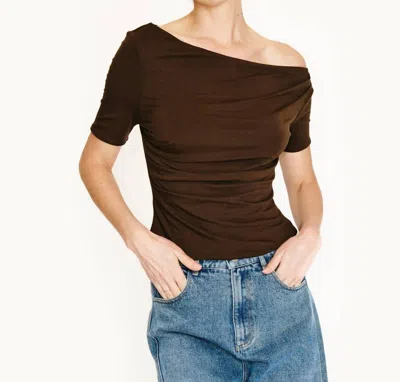 Line And Dot Eira Asymmetrical Top In Brown