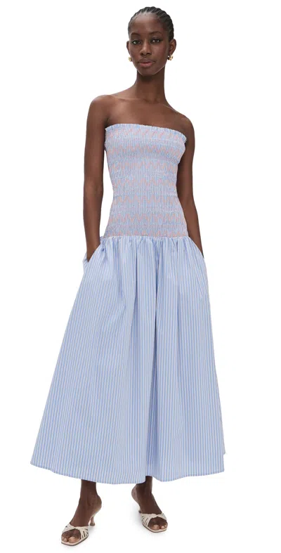 Line & Dot Eleni Smocked Dress Blue Multi