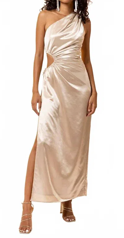 Line And Dot Eliza Cut Out Dress In Gold In Neutral
