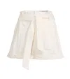 Line And Dot Emery Paperbag Short In White In White