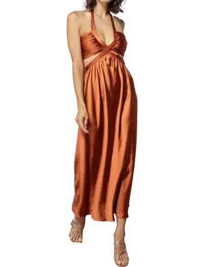 Line And Dot Emma Cut Out Midi Dress In Rust In Brown