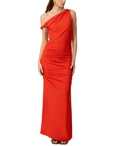 Line & Dot Erina Asymmetrical Maxi Dress In Red