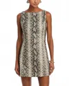 Line And Dot Faux Leather Mini Dress In Python In Gray