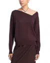 Line & Dot Favorite Geometric Neck Sweater In Brown
