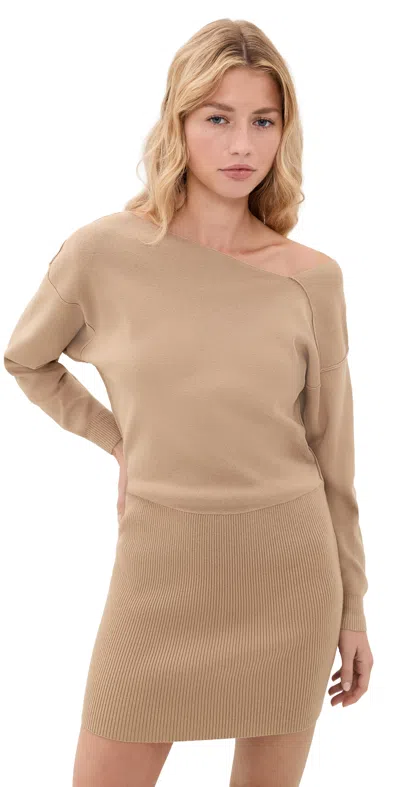Line & Dot Favorite Sweater Mini Dress Taupe In Neutral