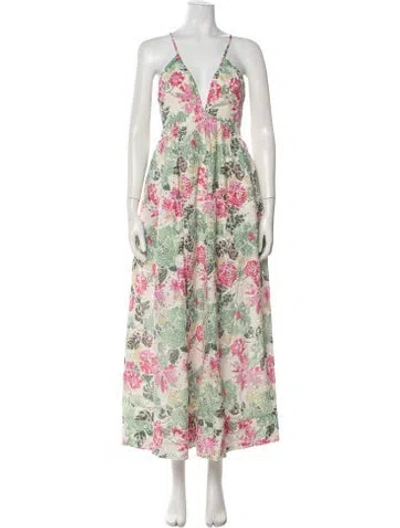 Pre-owned Line & Dot Floral Print Long Dress In Multi