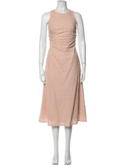 Pre-owned Line & Dot Floral Print Midi Length Dress In Neutral