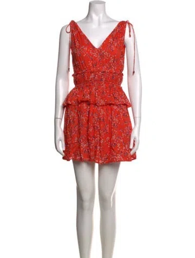 Pre-owned Line & Dot Floral Print Mini Dress In Orange