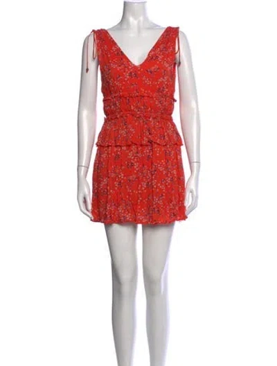 Pre-owned Line & Dot Floral Print Mini Dress In Orange