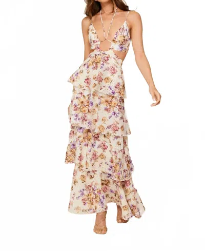 Line And Dot Floret Maxi Dress In Pink Multi