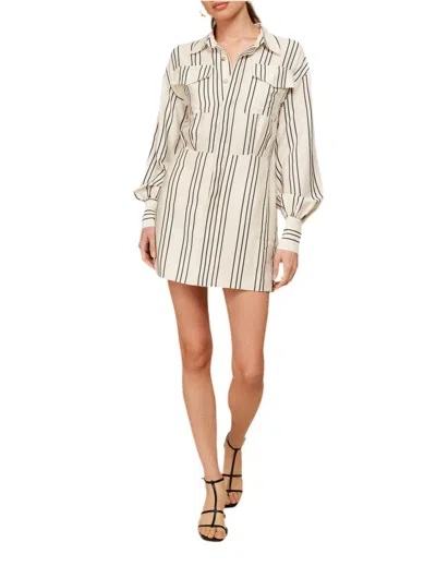 Line And Dot Freddie Stripe Dress In Taupe/grey In Multi