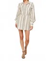 Line And Dot Freddie Striped Mini Dress In Taupe/grey In Multi