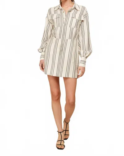 Line And Dot Freddie Striped Mini Dress In Taupe/grey In Multi