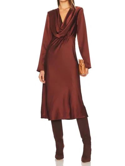 Line And Dot Giselle Midi Dress In Cinnamon Brown