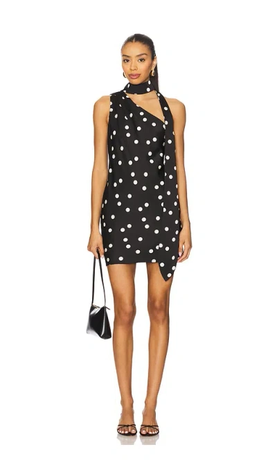 Line & Dot Gloss Scarf Mini Dress In Black