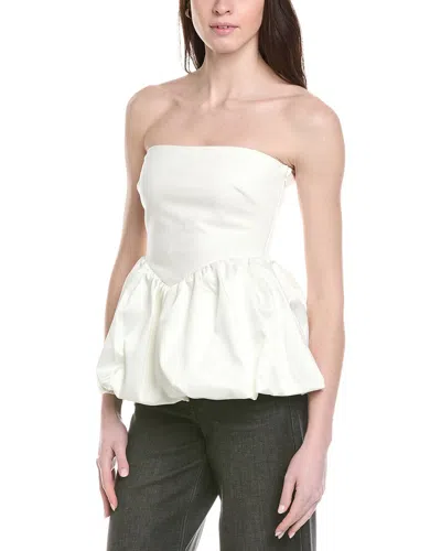Line & Dot Isadore Knit Sweater Peplum Top In White