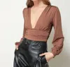 Line And Dot Good Vibes Bodysuit In Chocolate In Brown