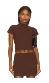 Line & Dot Grove Top In Brown