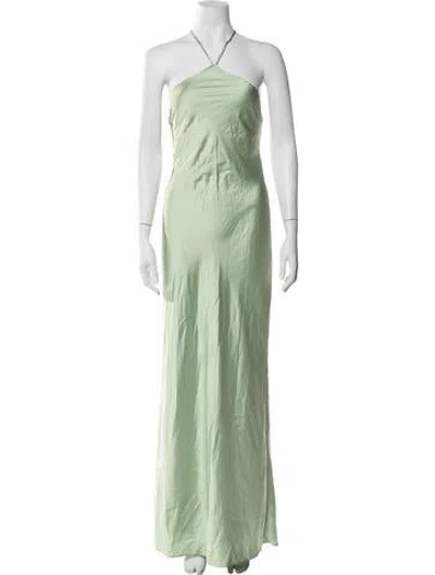 Pre-owned Line & Dot Halterneck Long Dress W/ Tags In Green