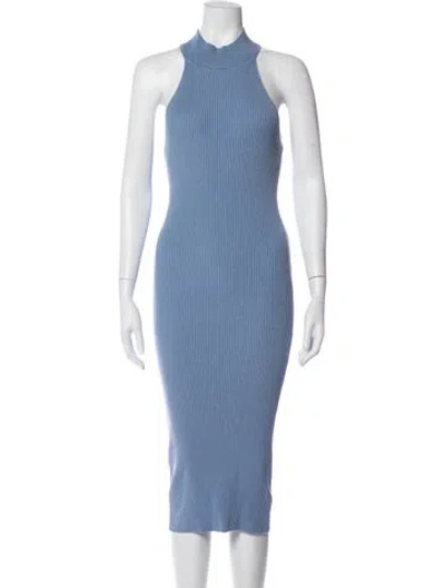 Pre-owned Line & Dot Halterneck Midi Length Dress In Blue