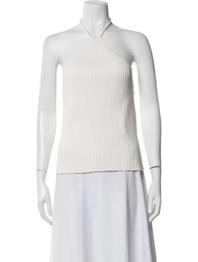 Pre-owned Line & Dot Halterneck Sweater In White