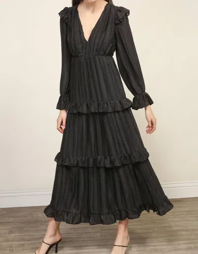 Line And Dot Harlow Tiered Midi Dress In Black