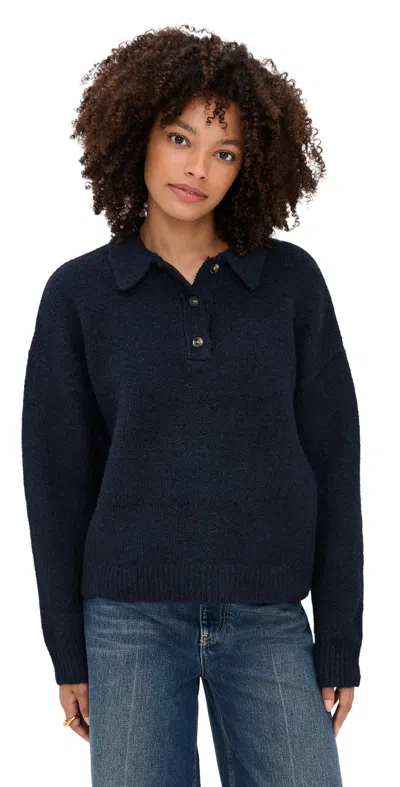 Line & Dot Hart Polo Knit Sweater Navy In Blue
