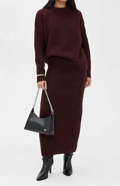 Line And Dot Hart Sweater Skirt In Burgundy In Brown