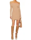 LINE AND DOT HEART STRUCK SWEATER DRESS IN TAUPE