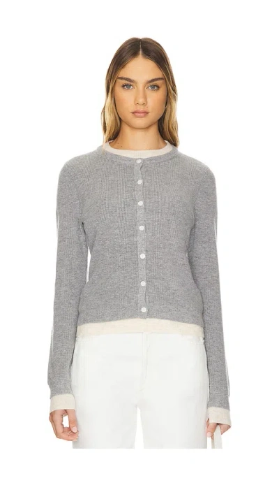 Line & Dot Hutch Double Layer Cardigan In Heather Grey