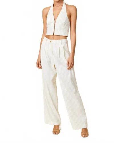 Line And Dot Jane Pinstripe Pant In Off White/black In Neutral