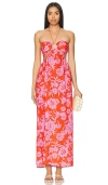 Line & Dot Jennie Midi Dress In 粉红色和红色