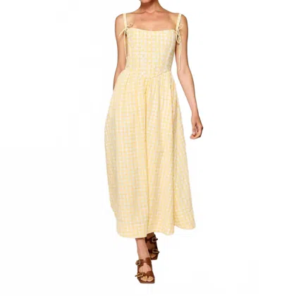 Line And Dot Junie Corset Midi Dress In Yellow