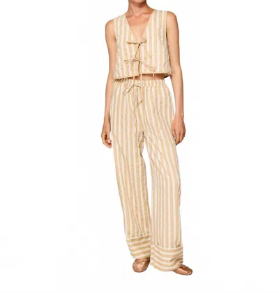 Line And Dot Kamari Tie Detailed Top In Ecru Taupe In Pink