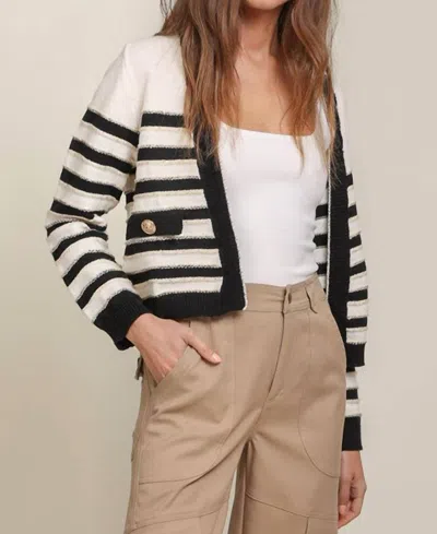 Line And Dot Kammi Cardigan In Ivory Black In Beige