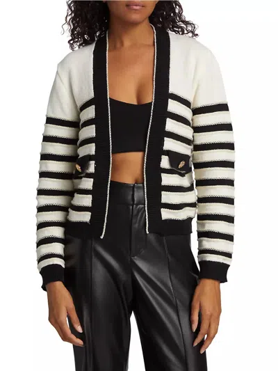 Line And Dot Kammi Cardigan In Ivory/black In Multi