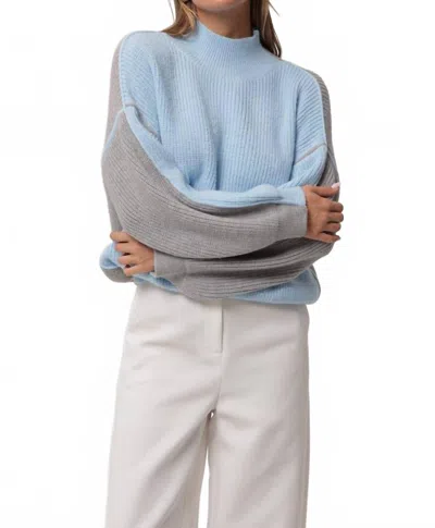 Line And Dot Katy Mock Neck Sweater In Blue/ Grey