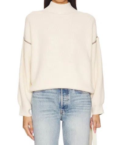 Line And Dot Katy Mock Neck Sweater In Cream & Taupe In Neutral