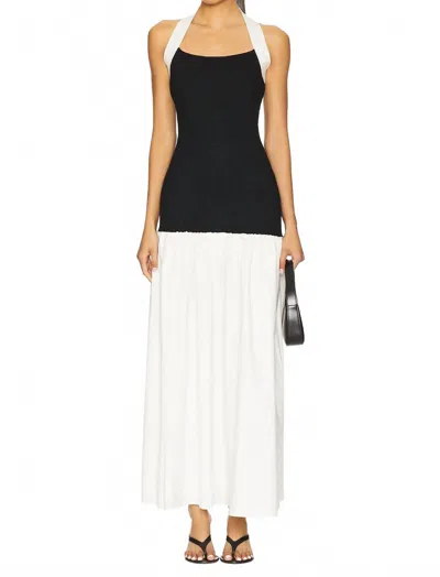 Line And Dot Kohl Mixed Media Dress In Black/white