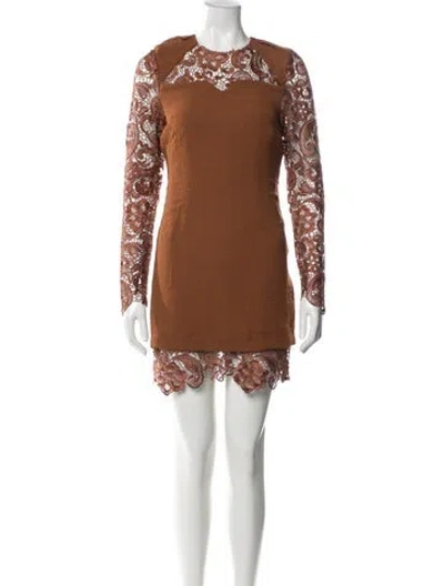 Pre-owned Line & Dot Lace Pattern Mini Dress In Multi