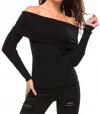 Line And Dot Lea Off Shoulder Top In Black
