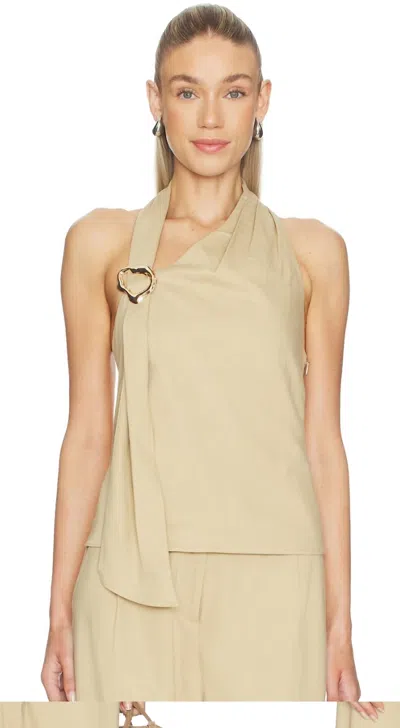Line And Dot Lelio Top In Tan In Multi