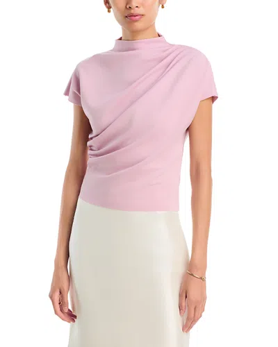 Line & Dot Lennon Mock Neck Drape Top In Pink