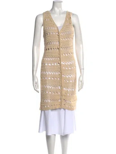 Pre-owned Line & Dot Linen V-neck Sweater W/ Tags In Neutral